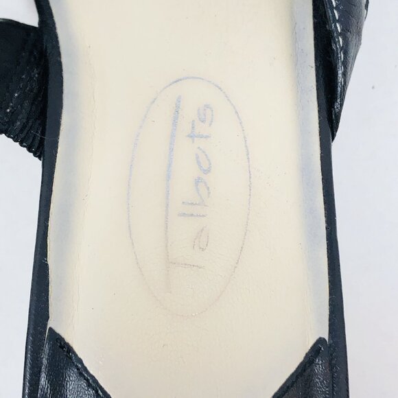 Talbots Sandal Womens 6B Black Leather Strappy Mid Kitten Heel Open Toe Slip On - Picture 9 of 12